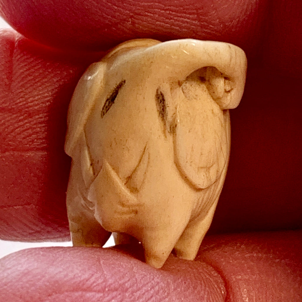Antique Carved Elephant Ojime Bead, Japan