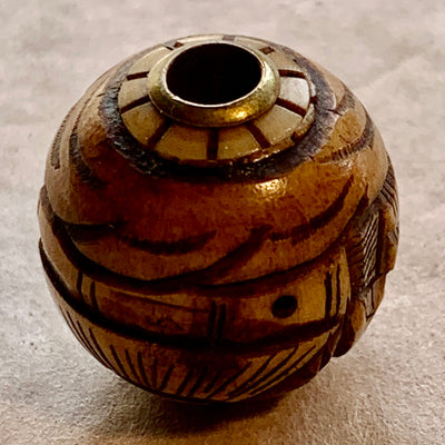 Antique Carved Bone Ojime Bead, Japan