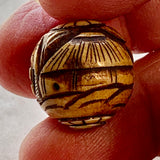 Antique Carved Bone Ojime Bead, Japan
