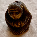 Antique Carved Monkey Ojime Bead, Japan