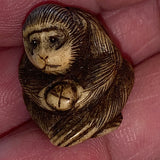 Antique Carved Monkey Ojime Bead, Japan