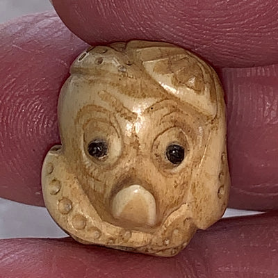 Antique Carved Octopus Ojime Bead, Japan