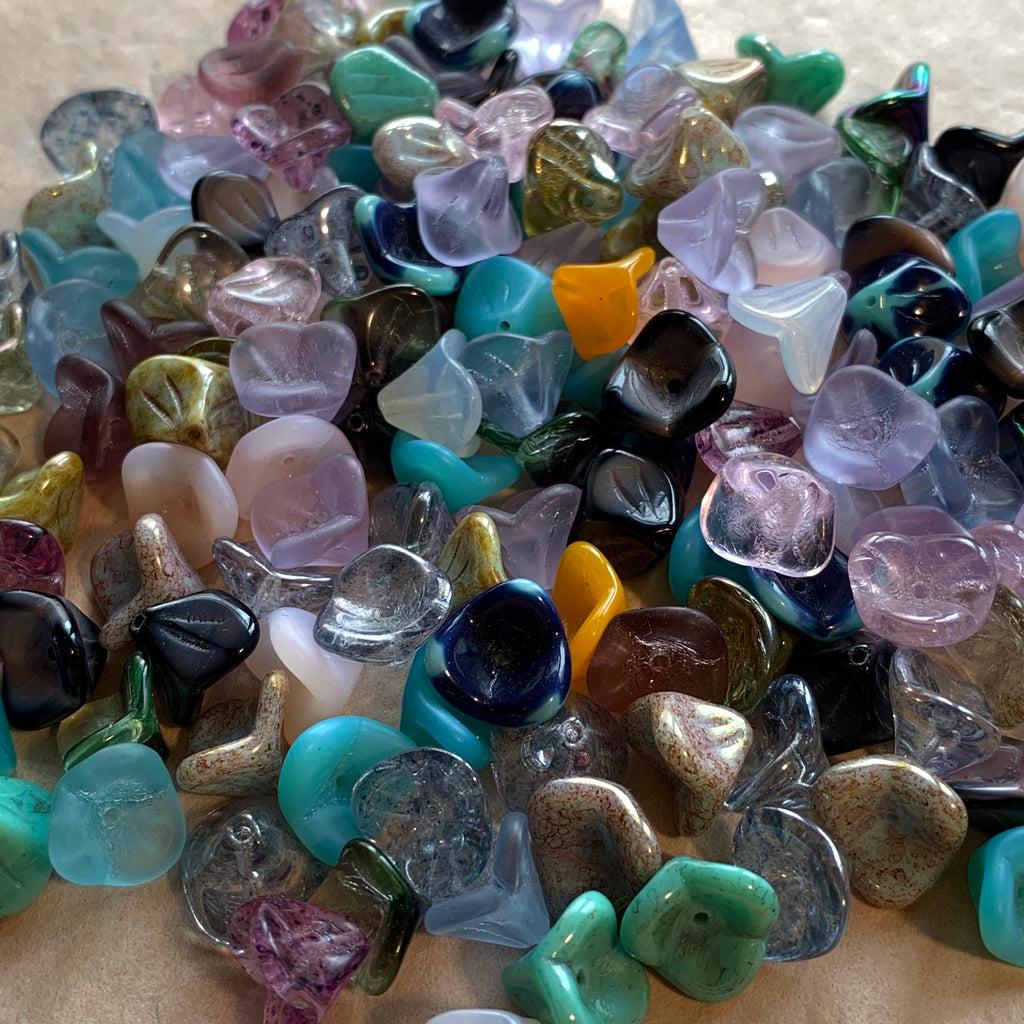 12mm Czech Pressed Glass Flowers, 1980's