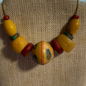 Antique Dutch Yellow Glass & Venetian King Bead