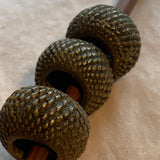 Antique Cast Textured Brass Bead, Nigeria 1800's