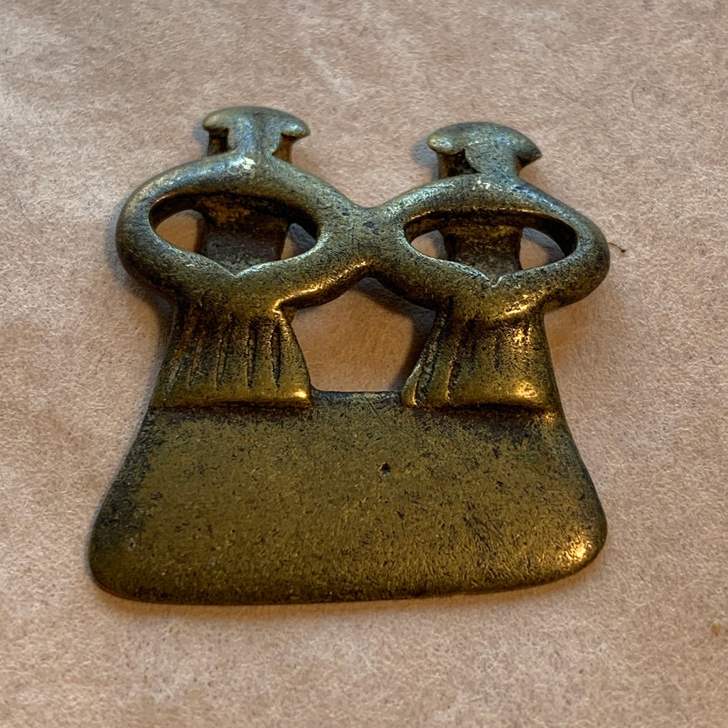 Small Antique Bronze Ancestors Pendant, Cameroon