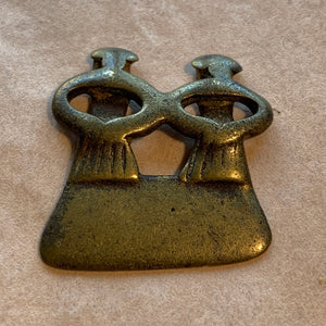 Small Antique Bronze Ancestors Pendant, Cameroon