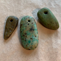 3 Ancient Amazonite Stone Pendants, Nigeria