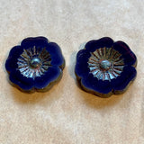 Pair of Large Czech Glass Flowers, 4 Colors!