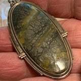 Vintage Agate & Pyrite Pendant, Sterling