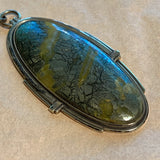 Vintage Agate & Pyrite Pendant, Sterling