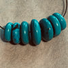 7 Vintage American Turquoise Rondelles, Graduated