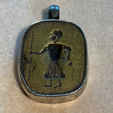 Brass Figural Pendant Set in Sterling Silver