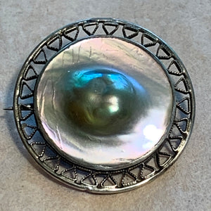 Vintage Sterling Brooch, Biwa Pearl