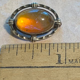 Vintage Sterling Brooch, Opal Glass Stone