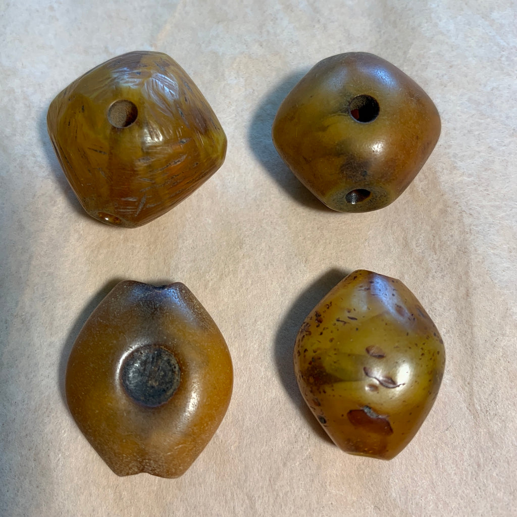 4 German Resin Amber Beads
