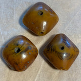 3 Diamond-Shape German Resin Amber Beads