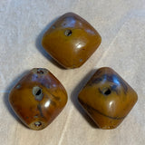 3 Diamond-Shape German Resin Amber Beads