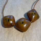 3 Diamond-Shape German Resin Amber Beads