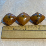3 Diamond-Shape German Resin Amber Beads