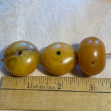 3 Mixed-Shape German Resin Amber Beads
