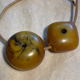 2 Mixed-Shape German Resin Amber Beads