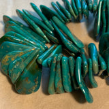 7 Vintage Chinese Turquoise Flat Briolettes, Graduated