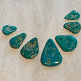 7 Vintage Chinese Turquoise Flat Briolettes, Graduated
