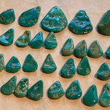 7 Vintage Chinese Turquoise Flat Briolettes, Graduated