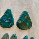 7 Vintage Chinese Turquoise Flat Briolettes, Graduated