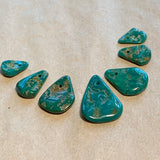 7 Vintage Chinese Turquoise Flat Briolettes, Graduated