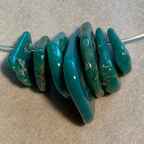 7 Vintage Chinese Turquoise Flat Briolettes, Graduated