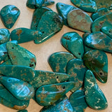 7 Vintage Chinese Turquoise Flat Briolettes, Graduated
