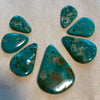 7 Vintage Chinese Turquoise Flat Briolettes, Graduated