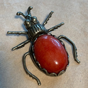 Vintage Coral Pendant, Beetle