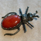 Vintage Coral Pendant, Beetle