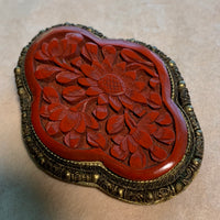 Carved Cinnabar Dress Clip
