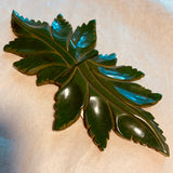 Carved Green Double Leaf Bakelite Buckle