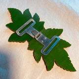 Carved Green Double Leaf Bakelite Buckle