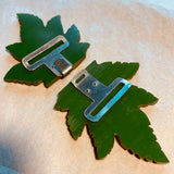 Carved Green Double Leaf Bakelite Buckle