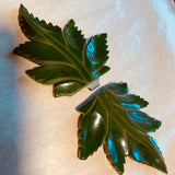 Carved Green Double Leaf Bakelite Buckle