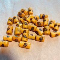 Antique 1930s Yellow Glass Venetian Bead with Swirly Eyes