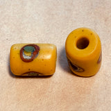 Antique 1930s Yellow Glass Venetian Bead with Swirly Eyes
