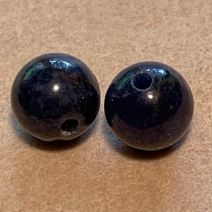 Blue Sapphire Beads, Pair