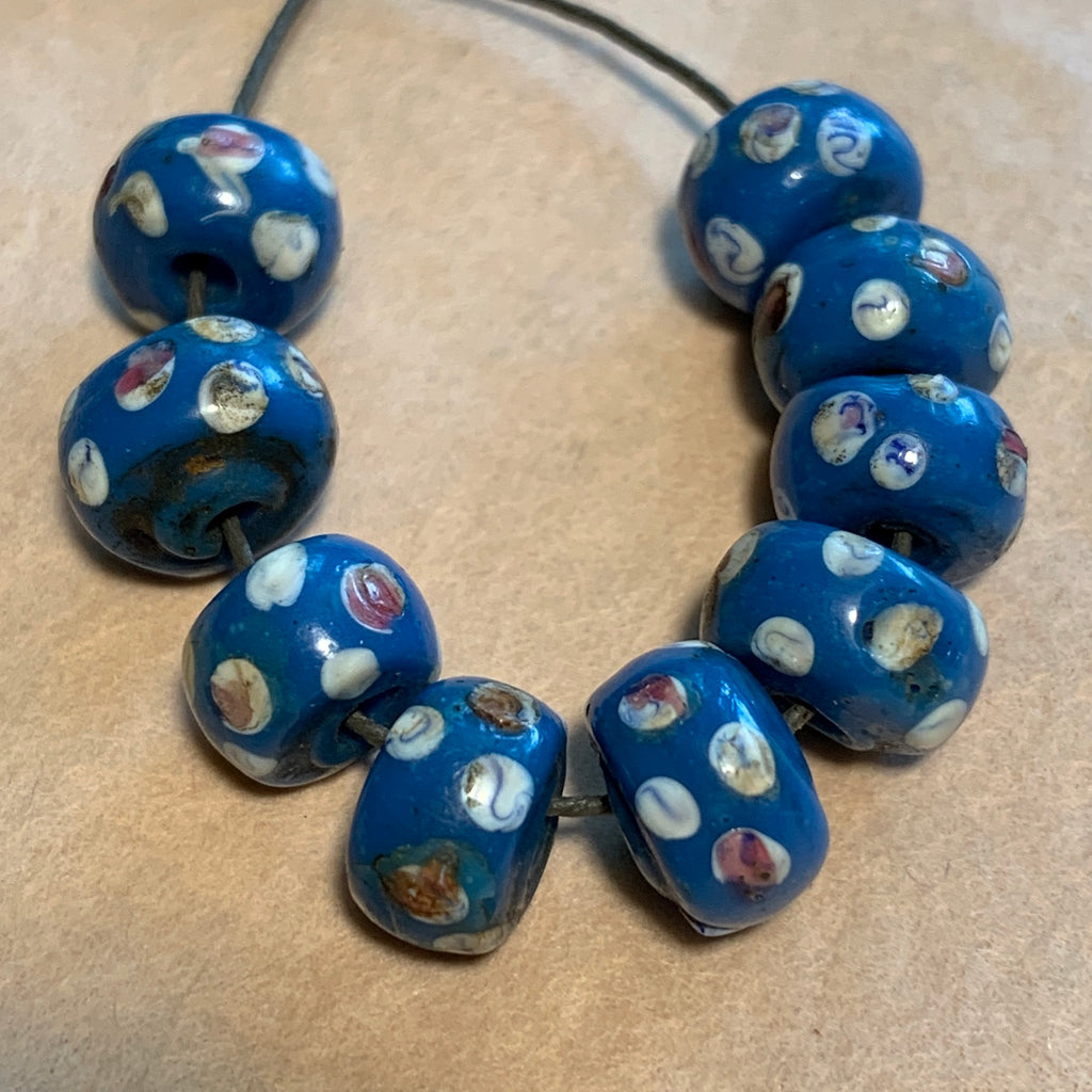Venetian Blue Eye Beads, 9 Beads