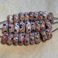 Venetian Pink Eye Beads, 9 Beads