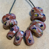 Venetian Pink Eye Beads, 9 Beads