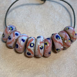 Venetian Pink Eye Beads, 9 Beads