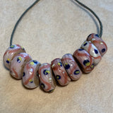 Venetian Pink Eye Beads, 9 Beads