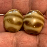 Pair of Vintage Agate Dzi Beads